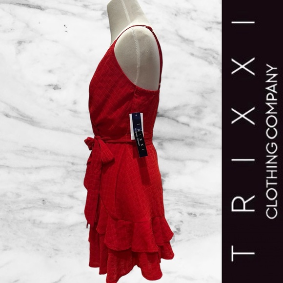 NWT Trixxi Printed Red Ruffled Fit & Flare Dress, Size S, MSRP‎ $59 - Picture 5 of 9